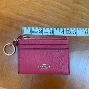 Dark Pink Coach credit card case/keychain
